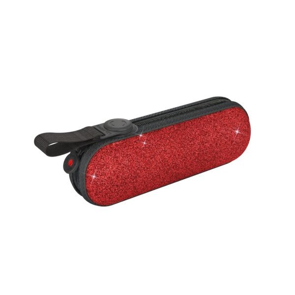 Knirps X1 GLAM Red sarkans lietussargs, spīdīgs futrālis